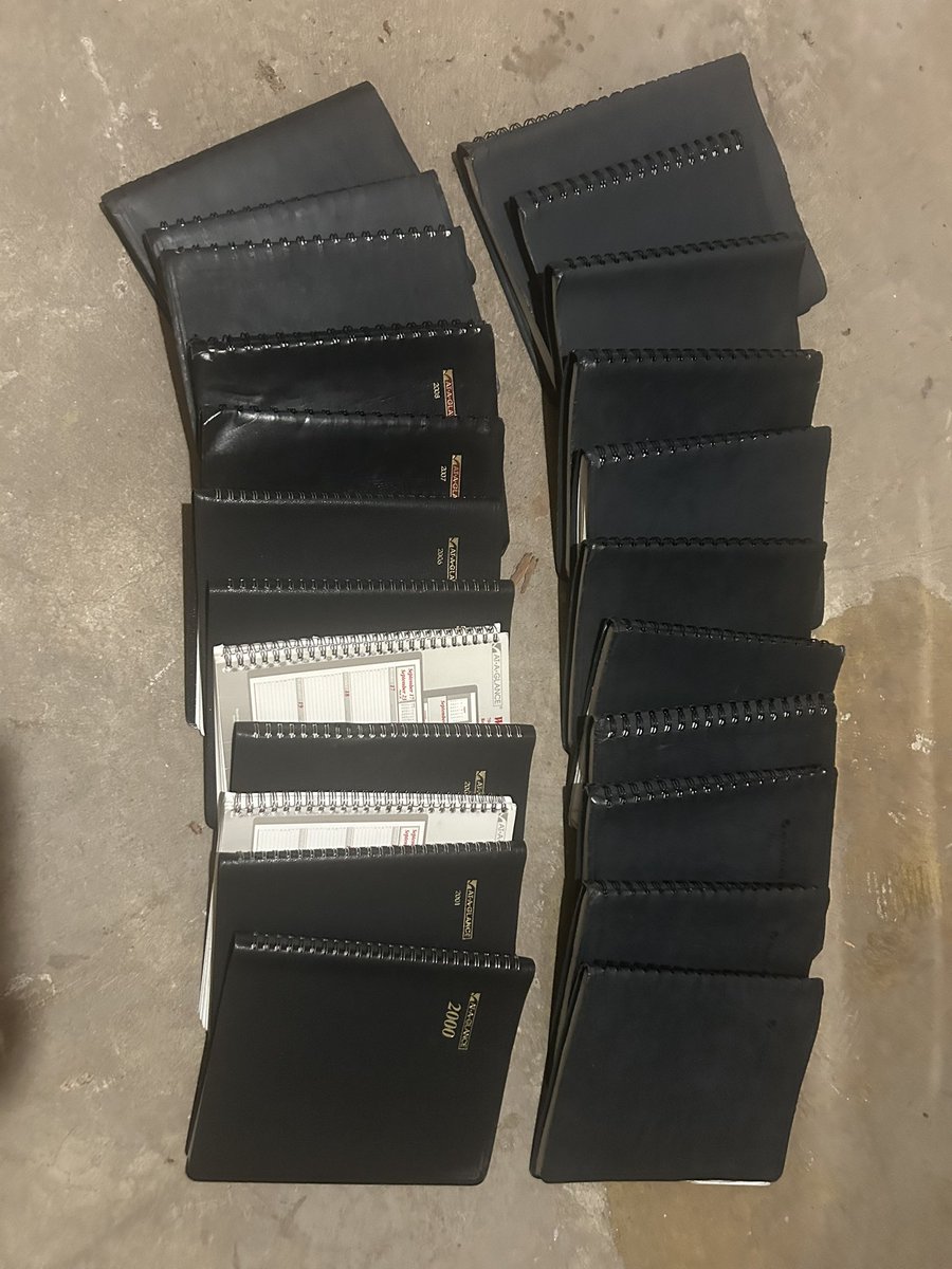 enriqueabeyta's tweet image. Every one of my paper calendars since the year 2000!

#recordkeeping #obsessivecompulsive #organized