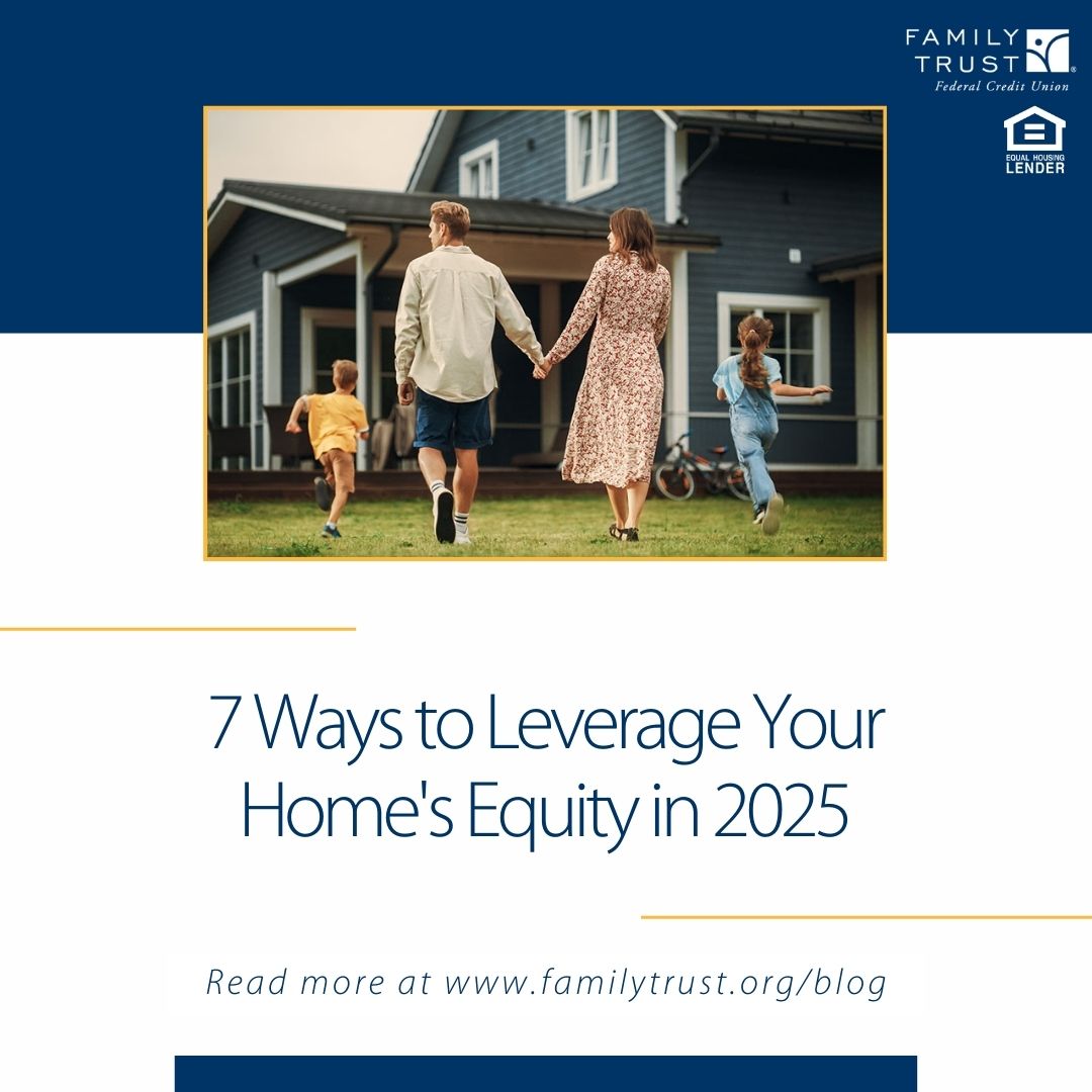 Check out our blog for 7 smart ways to use your home’s equity to take a step toward achieving financial success: 1l.ink/5N5W2FM
NMLS Identifier Number: 493819 
💙 #HomeEquityLineofCredit #FinancialFreedom #FamilyTrustFCU