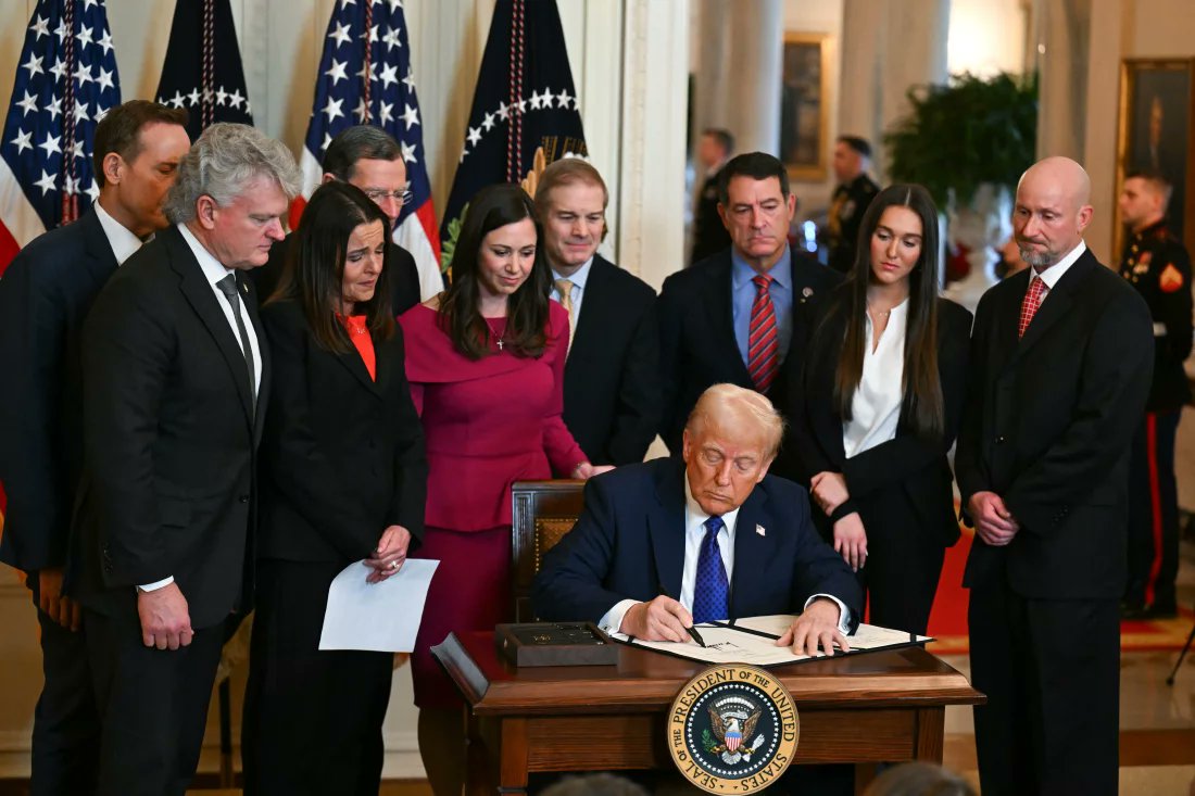 charliekirk11's tweet photo. Today President Trump, along with allies in the House and Senate, made sure Laken Riley's tragic murder will not be in vain. Countless young women just like her will be saved thanks to this law.

Reminder: 156 House Democrats voted against the Act, as did 35 Senate Democrats. https://t.co/DYGALgFz3c