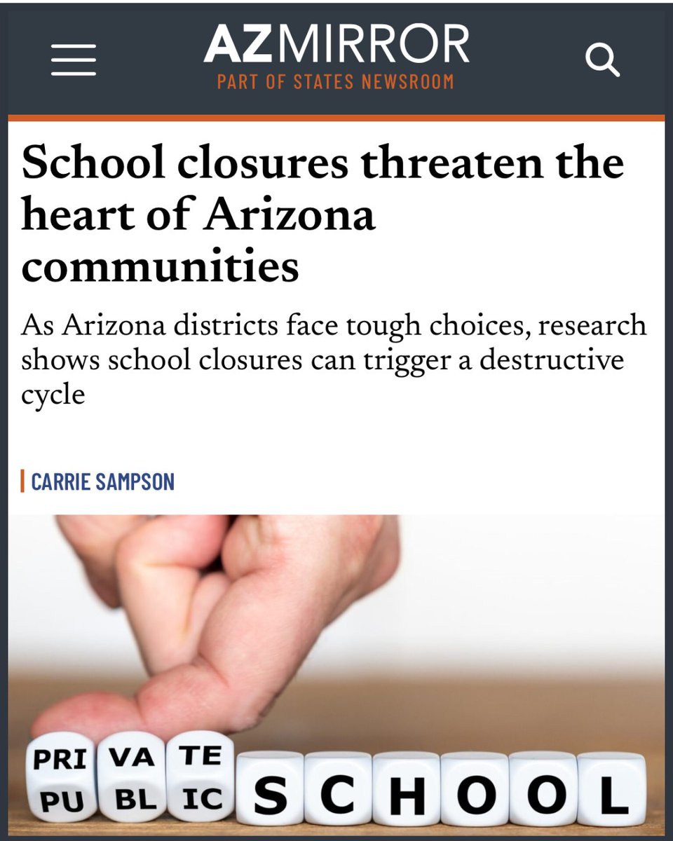 😢 Arizona’s universal ESA vouchers are causing devastating impacts to our communities.

“Arizona is ripe for school closures due to decades of inadequate state funding [and] public dollars siphoned away by school vouchers.”

#VouchersHurt