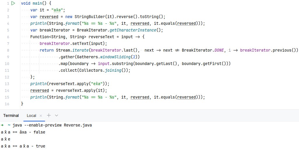 3j5a_'s tweet photo. it's certainly a bit more involved in #Java 
but with java.text.BreakIterator💪, some gatherers, classless main - neat🤓 https://t.co/DHw6512gRB