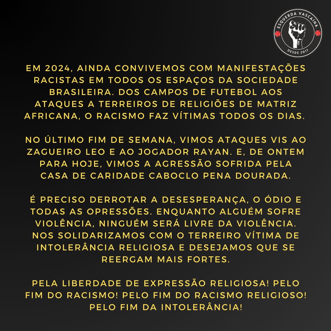 esquerdavasco's tweet photo. Toda solidariedade a casa de Cariedade Caboclo Pena Dourada

#nãoaoracismoreligioso #naoaintoleranciareligiosa https://t.co/i9CJmhTteO