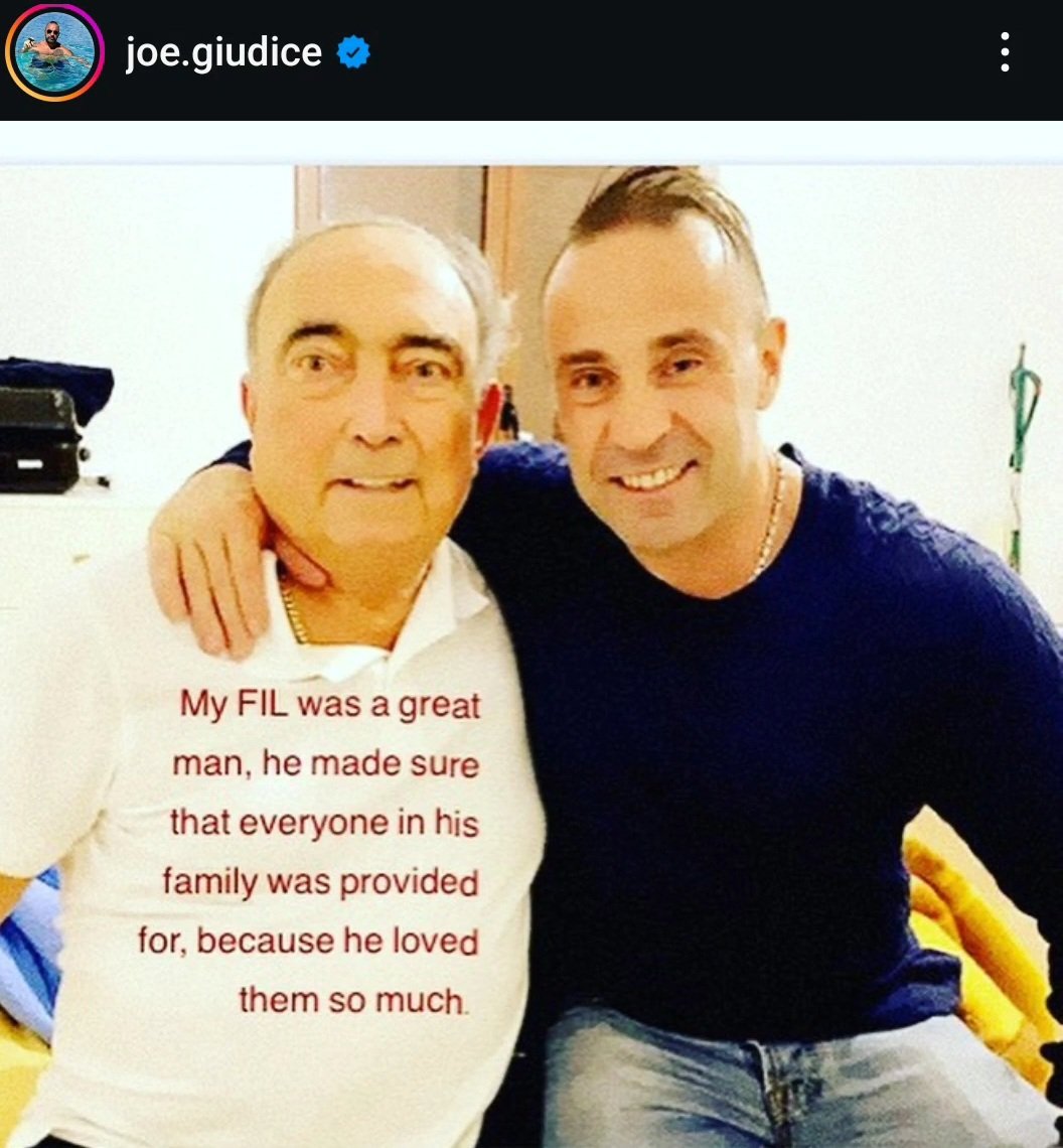 sunny66878's tweet photo. Food for thought: For anyone who has doubt of Juicy's relationship with his in laws. Teresa's father, Giacinto Gorga and with all his health issues, decided to visit Joe in Italy when he 1st came out instead of staying in jersey with his son and his wife. Hmmmm 🤔 #RHONJ https://t.co/95oRFOscFa