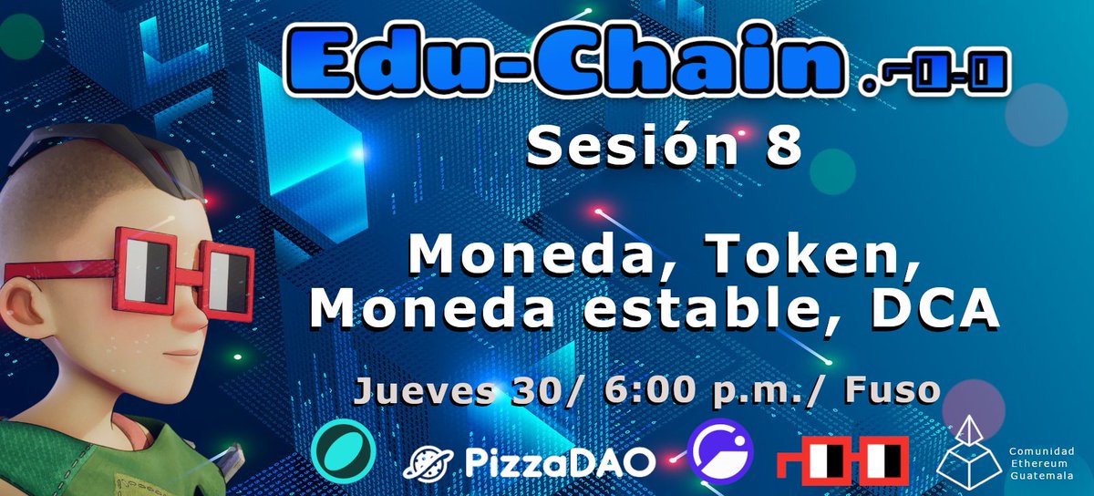 La madriguera // Edu-Chain (@lamadriguera502) on Twitter photo Mañana octava sesión sobre blockchain y su tecnología. TEMAS: Moneda, Token, Moneda Estable, DCA
FECHA: 30/01/2025
HORA: 6:00 P.M.
LUGAR: Restaurante Fuso
<a href="/Giveth/">Giveth</a> <a href="/OctantApp/">Octant.eth</a> <a href="/glodollar/">Glo Dollar</a> <a href="/NounsDAOAmigos/">Nouns Amigos</a> <a href="/ethereumgt/">Ethereum Guatemala</a> <a href="/Pizza_DAO/">PizzaDAO.eth 🍕🏴☠️</a> Mañana octava sesión sobre blockchain y su tecnología. TEMAS: Moneda, Token, Moneda Estable, DCA
FECHA: 30/01/2025
HORA: 6:00 P.M.
LUGAR: Restaurante Fuso
<a href="/Giveth/">Giveth</a> <a href="/OctantApp/">Octant.eth</a> <a href="/glodollar/">Glo Dollar</a> <a href="/NounsDAOAmigos/">Nouns Amigos</a> <a href="/ethereumgt/">Ethereum Guatemala</a> <a href="/Pizza_DAO/">PizzaDAO.eth 🍕🏴☠️</a>