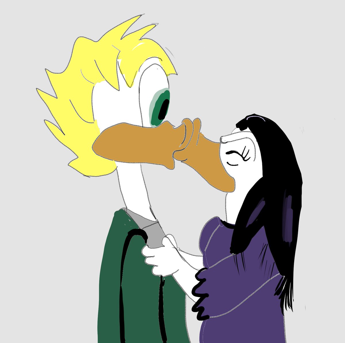 melsaidwhynot's tweet photo. The best part about surprise smooches is the surprise faint afterward.
A pal told me to practice beak smooches, so I decided to use a very weird magicstone AU we have, while referencing a famous scroldie kiss from the comics.
#magicstone
#magicadespell
#gladstonegander https://t.co/8xYE3yHiKV