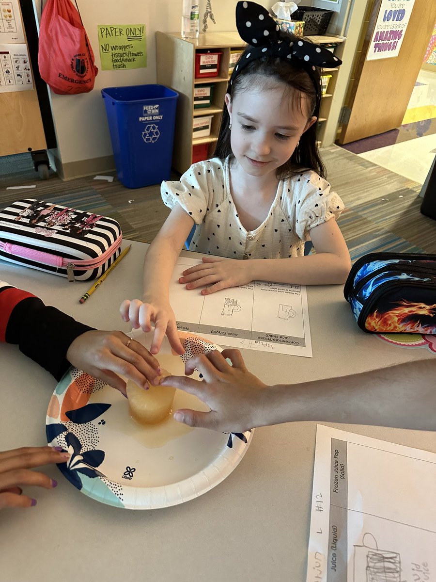 We had a blast with our experiment on solids and liquids! We explored how frozen juice concentrate can change states of matter by applying heat/coldness! Loving seeing science in action at <a href="/WhiteOakElem/">White Oak Elementary</a>