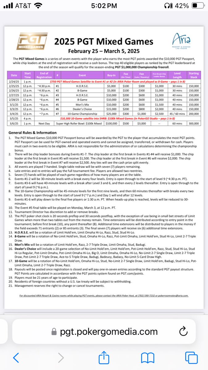 Well I have decided I’m gonna make a trip to <a href="/PokerGO/">PokerGO</a> Studio to play a mixed game tournament! 

I’m gonna be playing the $5.1k HORSE on February 25th, feeling pretty confident about it :)

Selling at face. Don’t care how much I sell, will play regardless.

DM if you want a piece