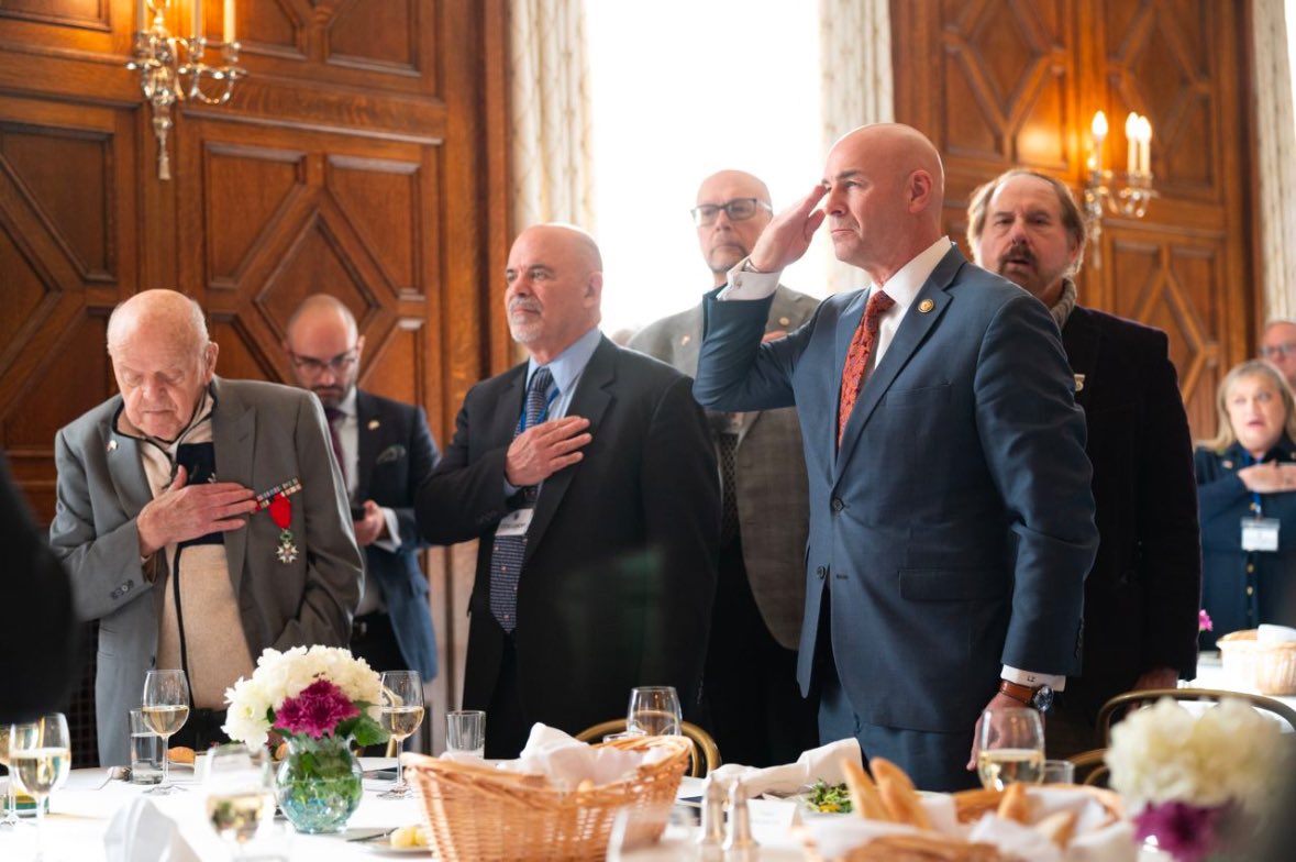 RepEllzey's tweet photo. Last week, I had the opportunity to attend a special event at the Luxembourg Embassy in Washington, where we paid tribute to the survivors of the Battle of the Bulge. This pivotal battle, fought from December 1944 to January 1945, was the last major German offensive on the Western Front during WWII. It resulted in approximately 19,000 American deaths, with countless others wounded or missing. Their courage and sacrifice during one of WWII's toughest battles are a testament to the strength of the human spirit. We must always remember and honor their service.