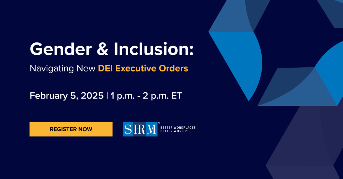 Join us for next week's webinar, "Gender &amp; Inclusion: Navigating New DEI Executive Orders," to discuss the recent EO implications for workplace inclusion and gender pay equity. #PolicyNotPolitics

REGISTER NOW: bit.ly/42unl3