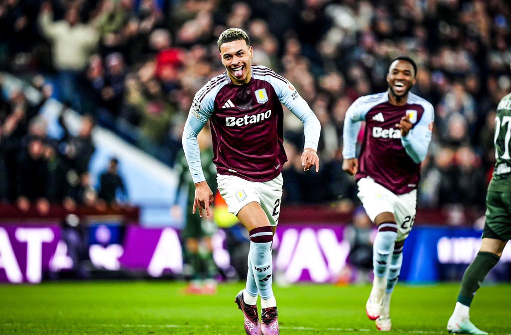 Morgan Rogers celebra un gol ante el Celtic. Fuente: Morgan Rogers en "X".