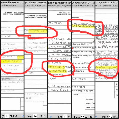 President Trump has decided against releasing the Epstein list. Gee I wonder why. 

For the MAGA in the backrow. I circled Donald Trump's name where it appears on Epstein's flight list.     

You are welcome. 😉 Not that you care.