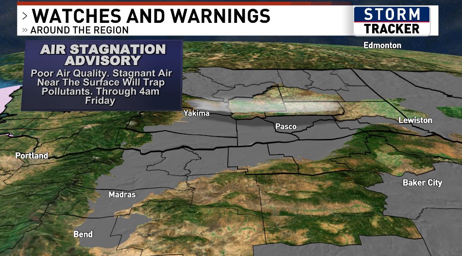 wxguymike's tweet image. Air Stagnation Advisory continues until Friday morning, causing visible haze. A weather pattern change is expected to bring mountain snow and mixed precipitation in some areas starting Friday through the weekend. Stay tuned for updates!
