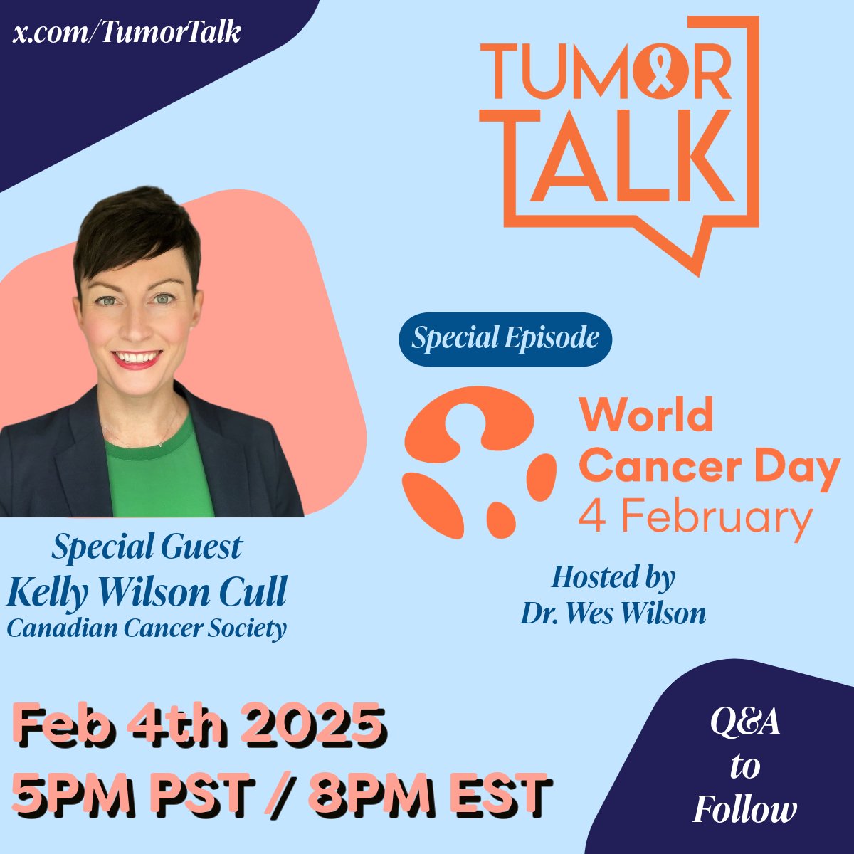 Join us next week on #WorldCancerDay🌎for a very special episode of Tumor Talk

We will cover current state of cancer from the 2025 <a href="/AmericanCancer/">American Cancer Society</a> report🎗️

Chat with <a href="/cancersociety/">Canadian Cancer Society</a> 's Kelly Cull about what people should be thinking about this year around cancer

+ MORE!