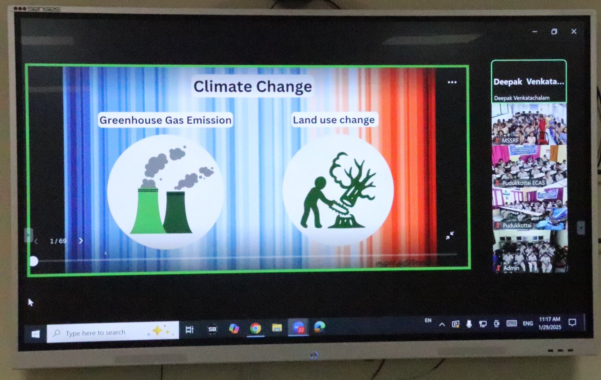 mssrf's tweet photo. Deepak Venkatachalam from Suzhal Arivom delivered an insightful lecture on climate change on Jan 29 for the Every Child a Scientist program at MSSRF. Students from 4 centers explored its impact on food, biodiversity, health, &amp; ways to protect the environment

#ECAS #ClimateAction https://t.co/WzChRyPd1H