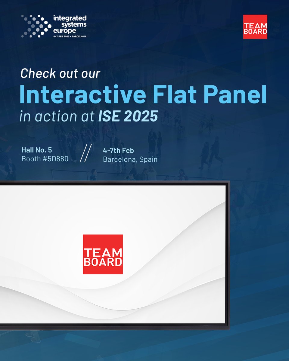 Get ready to experience #TeamBoard Interactive Flat Panels in action at the world's leading AV and systems integration show! Designed for seamless collaboration, our screens bring innovation to every space.

Hall 5, Booth #5D880
February 4-7 | Barcelona, Spain

#ISE2025