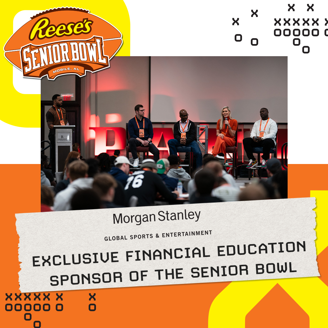 As our financial education sponsor, <a href="/MorganStanley/">Morgan Stanley</a> Global Sports &amp; Entertainment has visited Mobile the past 11 years to deliver tailored financial education programming, tools, resources, and candid ‘real talk’ sessions to elite NFL draft prospects from around the country. More