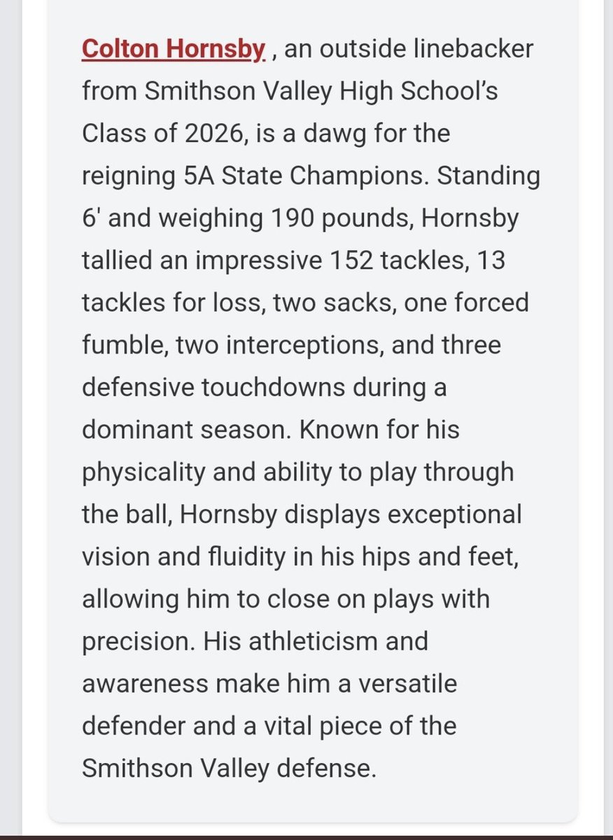 Colton Hornsby (@colton_hornsby) on Twitter photo Thank you <a href="/PrepRedzoneTX/">Prep Redzone Texas</a> and <a href="/JButler_210/">Josh Butler</a> for the write up. Works not done yet.
<a href="/_RL_Martin/">R.L. Martin</a> <a href="/CoachOB_5/">Tyler O'Bryan</a> <a href="/BrianMVaughn/">Brian Vaughn</a> <a href="/CoachKSigler/">Kelvin Sigler</a> <a href="/SA_HCPreps/">SA_Hill CountryPreps</a> <a href="/CoachTBush/">Travis Bush</a>
<a href="/MattMitchellHSU/">Matt Mitchell</a> Thank you <a href="/PrepRedzoneTX/">Prep Redzone Texas</a> and <a href="/JButler_210/">Josh Butler</a> for the write up. Works not done yet.
<a href="/_RL_Martin/">R.L. Martin</a> <a href="/CoachOB_5/">Tyler O'Bryan</a> <a href="/BrianMVaughn/">Brian Vaughn</a> <a href="/CoachKSigler/">Kelvin Sigler</a> <a href="/SA_HCPreps/">SA_Hill CountryPreps</a> <a href="/CoachTBush/">Travis Bush</a>
<a href="/MattMitchellHSU/">Matt Mitchell</a>