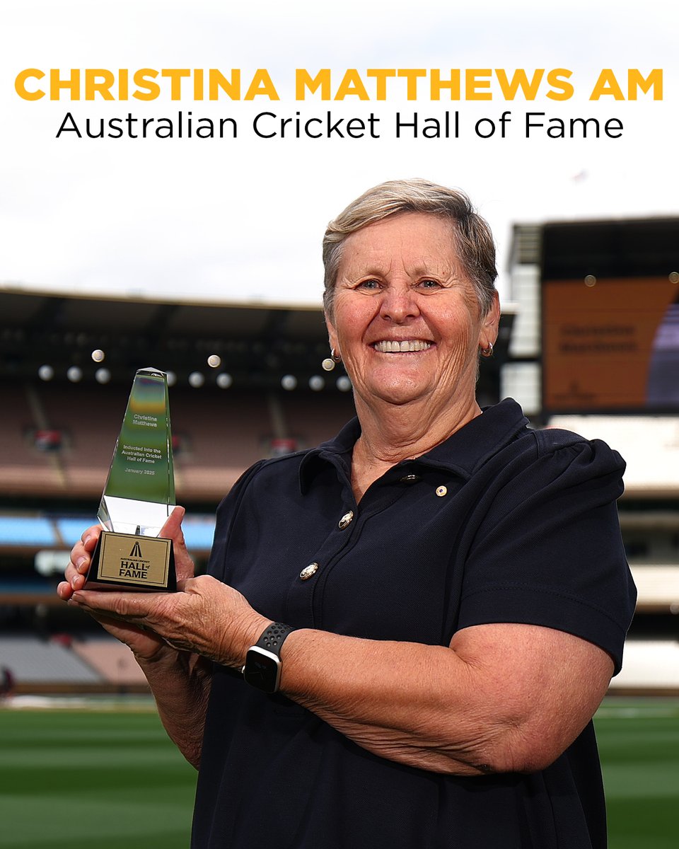 WACA_Cricket's tweet photo. Hall of Fame looks good on you Chris!

A massive congratulations to our former CEO Christina Matthews AM, who has been inducted into the Australian Cricket Hall of Fame.

💛🖤 https://t.co/IHJw3JQOjF