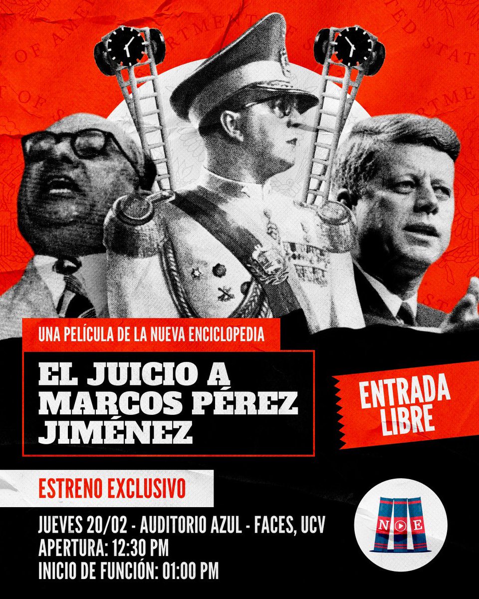 ReinaldoJCV_'s tweet photo. 🎥 Arrancamos el ciclo de actividades por Venezuela y el mundo.

⭐️ Amigos de Caracas, nos vemos el jueves 20 de febrero en la UCV. 

Con mi participación y de otros invitados, estrenaremos el documental de La Nueva Enciclopedia: El Juicio a Marcos Pérez Jiménez.

¡Los esperamos! https://t.co/99BtUm8Wwa