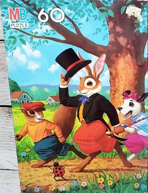 Uncle Wiggily by Howard R. Garis 1988 60 piece jigsaw puzzles. Milton Bradley. Hot air balloon and hat while walking