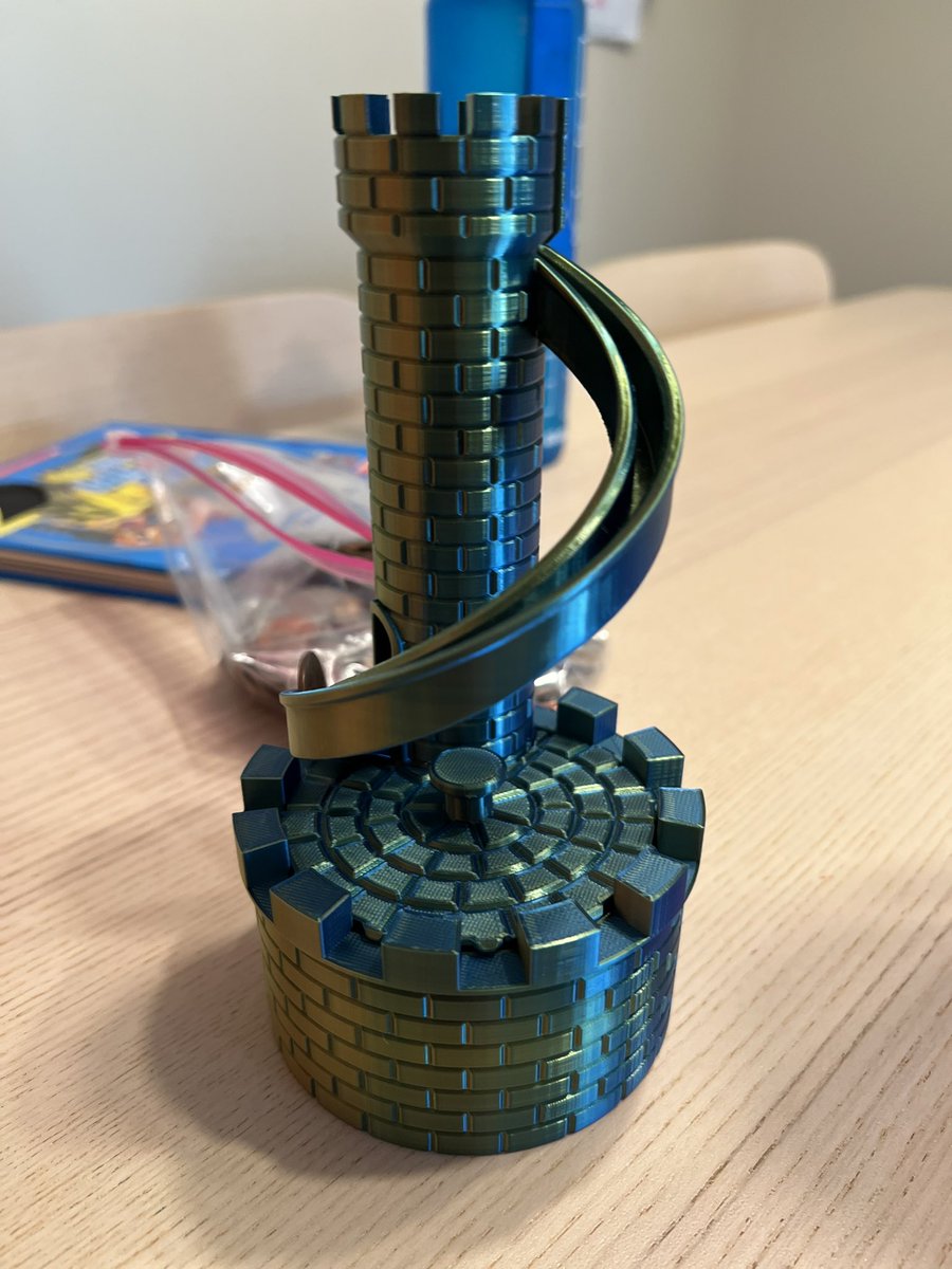 media_dak's tweet photo. Castle Slide Coin Storage. Turned out amazing! The kids surprisingly love it. I don’t blame them. 👍 #3DPrinting @printablescom https://t.co/UmQ125Hpj0