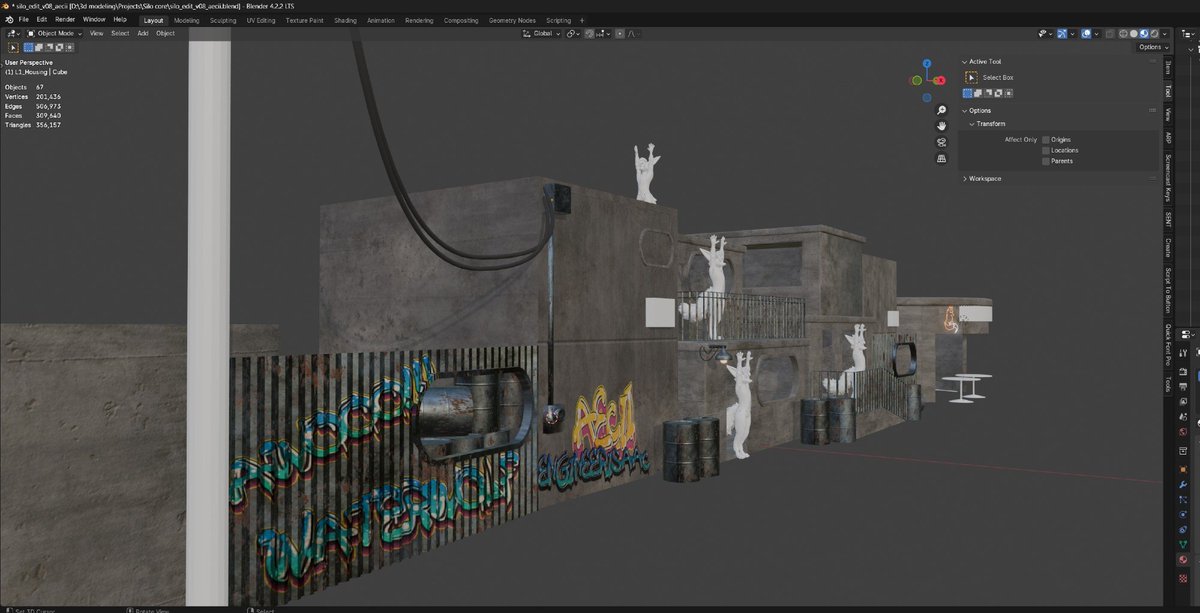 aecii_3d's tweet photo. I absolutely enjoyed watching this show together.  Can't wait to watch the next season in here. :3   More work in progress pictures of the Silo recreation.   #blender3d #VRChat #waterwolf https://t.co/AEO7GOwNuw