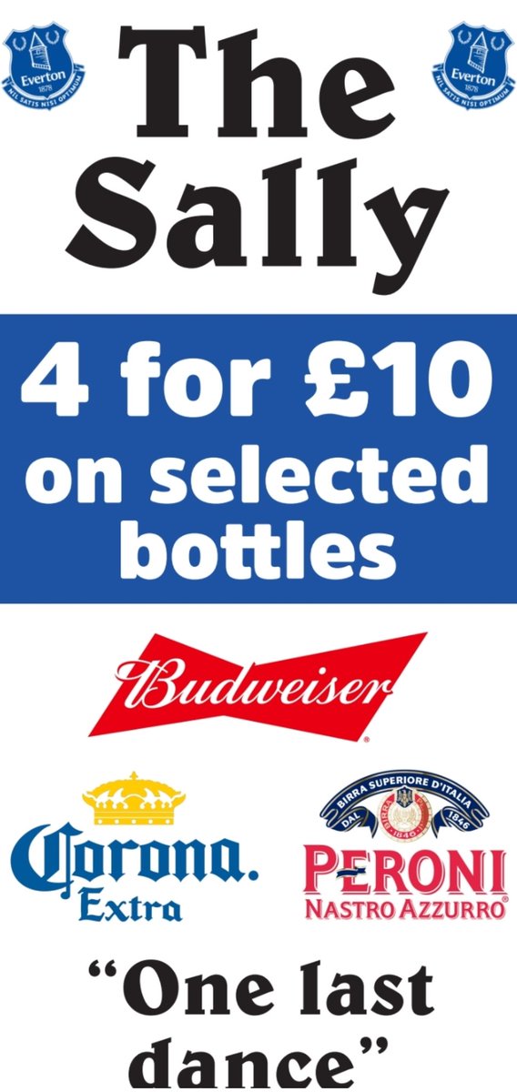 Get in Saturday and support us!! One last dance goodison Park a fantastic family run pub. Dj on after game 4 bottles for a tenner before game wow!! Up the fuking toffees!! See u there 💙⚽️💃