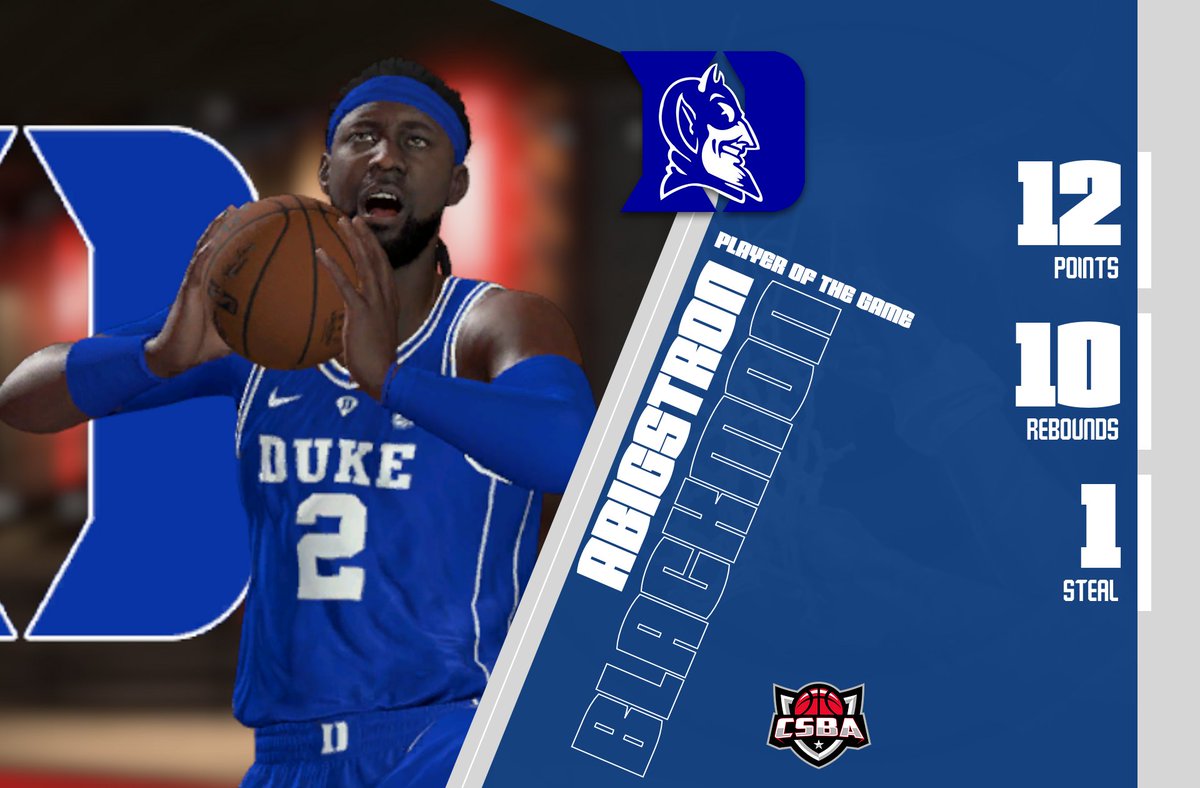 Abigstron Blackmon is a double double machine with 12 points and 10 rebounds leading the Blue Devils to victory!