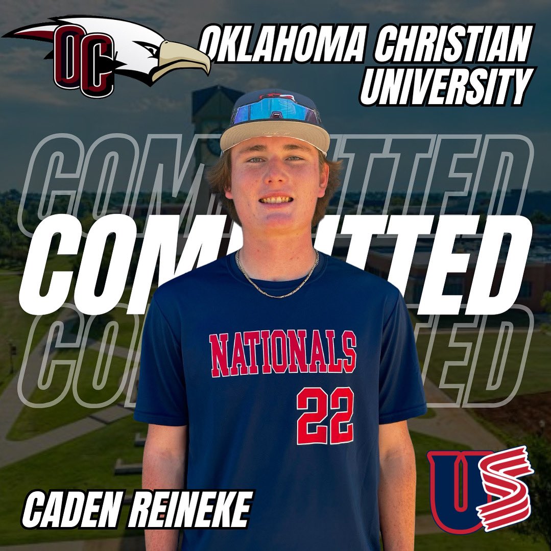 Congratulations Caden Reineke on furthering your academic and athletic journey with Oklahoma Christian University! We’re beyond proud and wish you the very best! <a href="/CadenReineke/">caden_ reineke</a> <a href="/LaneDecker1/">Lane Decker</a> <a href="/USNatsNational/">US Nationals Baseball</a> 
#committed