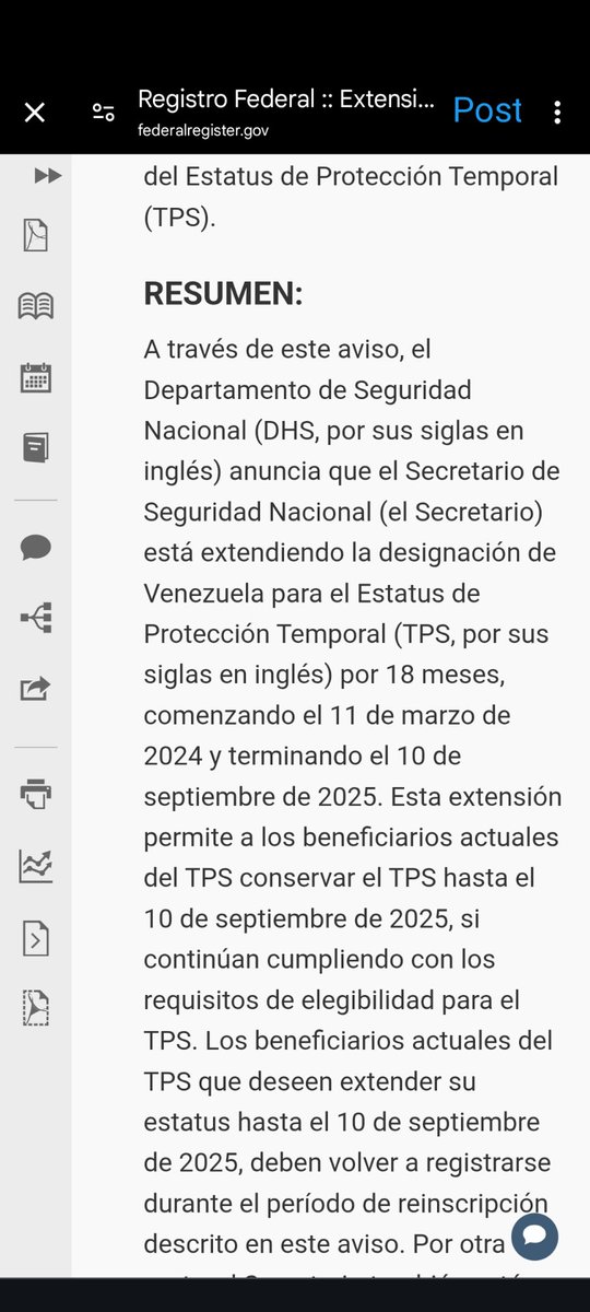 LuzMelyReyes's tweet photo. Queridos todos. Les preparé  un resumen con información sobre la suspensión de la prórroga del TPS para venezolanos en EEUU. 
Puntos importantes. 
✔️El beneficio del TPS aun está vigente.  Sugiero ver el vídeo que comparto.  La orden de Homeland Security impacta la extensión hasta el 2026, pero, mantiene los términos de 2023. Les dejo captura de pantalla.  
✔️¿Qué hacer? La abogada María Trina Burgos explica que en la primera administración de Trump intentaron hacer lo mismo con otros TPS. Actuó la justicia y no pudieron eliminarlo. Por tanto. Evite tomar decisiones apresuradas. ( Ver vídeo).
✔️ ¿ Qué evitar en estos momentos?  La criminalización de la migración es una de las acciones más crueles, pero también más común.  Sin embargo, los beneficiarios del TPS no ingresaron violando las disposiciones de EEUU. Uno de los requisitos para otorgarlo es justamente haber ingresado por puertos autorizados. 
✔️ Un comentario: no hay ningún ser humano ilegal. Si una persona comete un delito, corresponde a la justicia actuar.  Buscar imponer la narrativa de que por un delincuente, casi un millón de personas también lo son, es un recurso peligroso porque puede activar cuadros de xenofobia y de violación de derechos. 
También se activa la polarización intragrupo. Según el discurso de los funcionarios del gobierno actual de EEUU no hay migrantes buenos y malos.  No es una sutileza que se mencione a un grupo criminal como El tren de Aragua al hablar de la migración venezolana. 
Qué tengamos una buena noche.