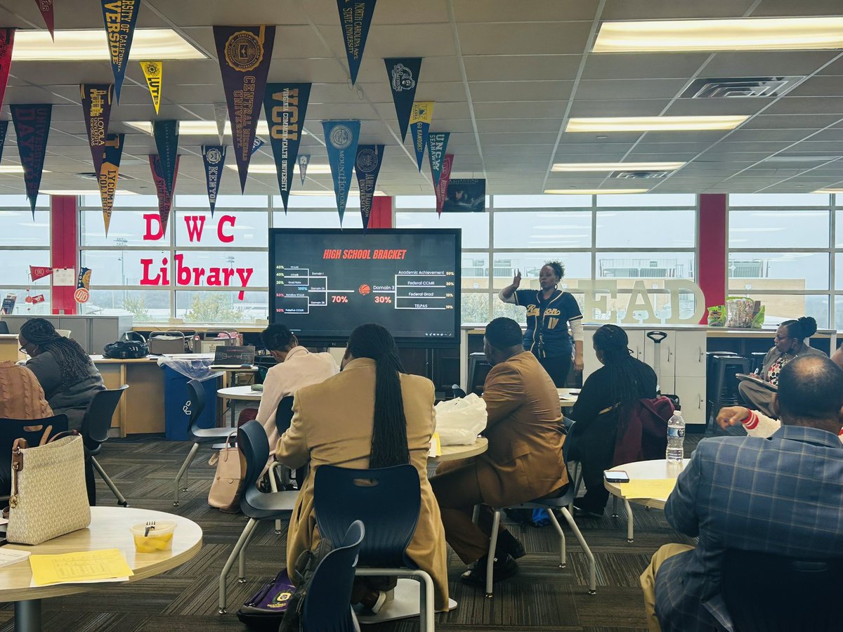 Tanya_N_Shelton's tweet photo. Shout out to our data coordinator @LRJones_34 for training RIV assistant principals on accountability with a focus on domain 3 and coaching moves to improve student achievement. The room was packed and engagement was high. #RegionIVRising #LevelingUp https://t.co/PN9o1gmM4m