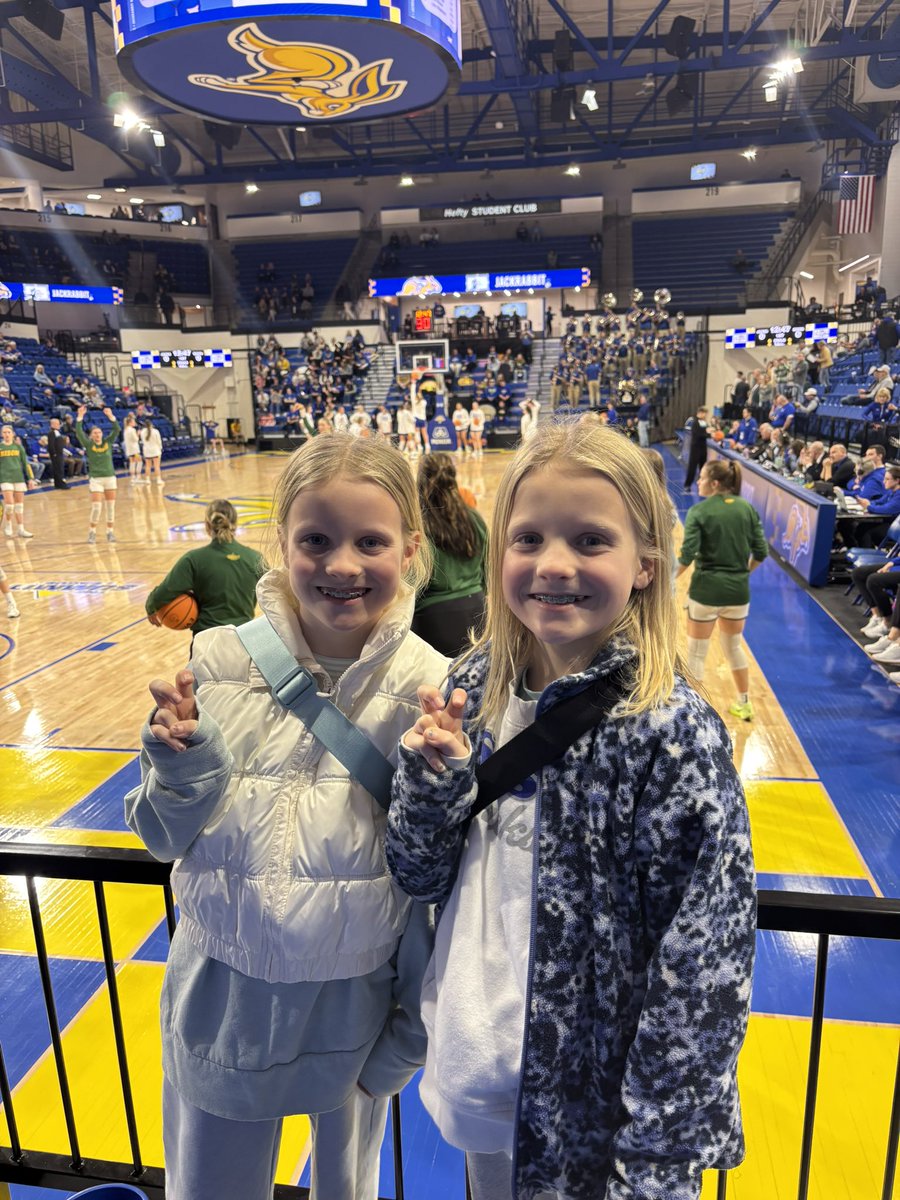 BroHull's tweet photo. These two birthday girls are wanting a @GoJacksWBB “W” tonight!
Teddy &amp; Zoey Hullinger
#gojacks https://t.co/2zKNS4JOxb