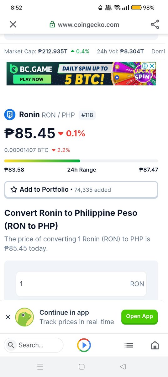 Ahmm I don't know where's the panic came from , yeah it's going down now but i want this to be down more like 60 to 70pesos 
$1. something that's it 

If it's good to buy wait for a little extra down and let's go 😊

Not financial advice by the way