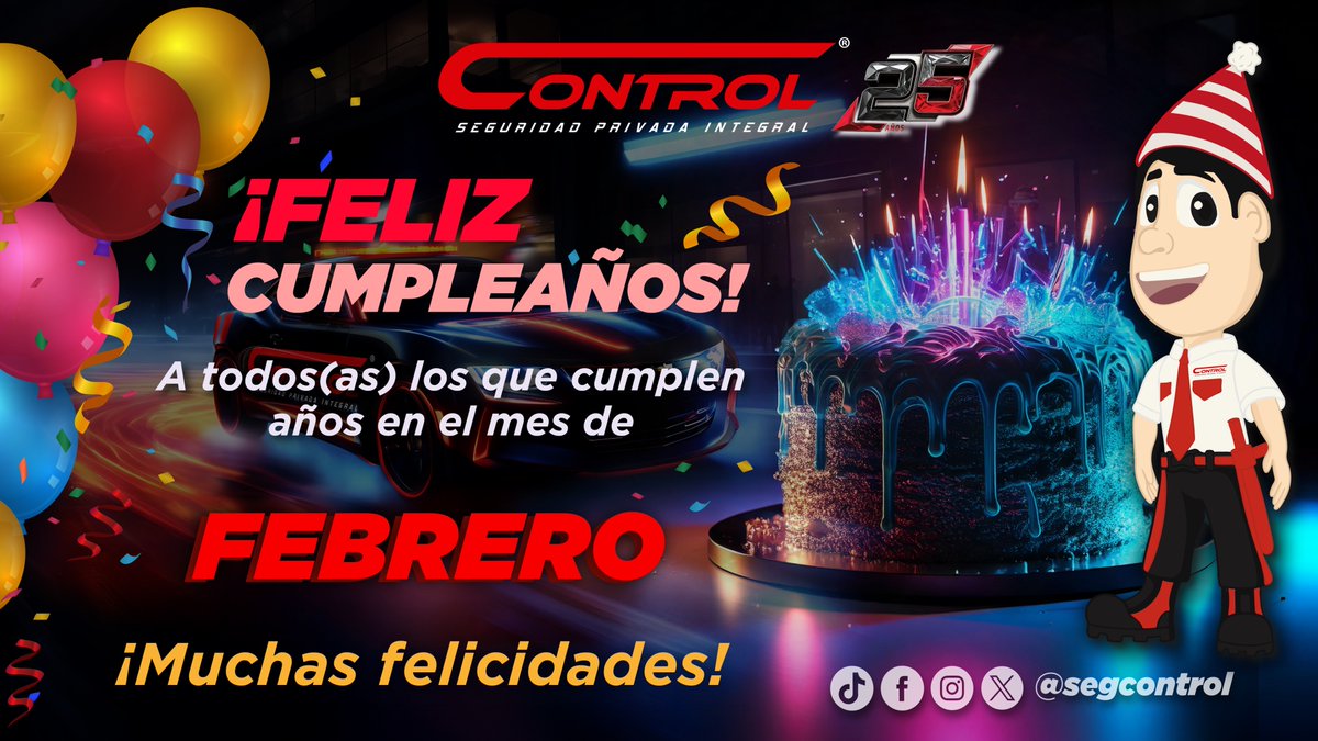 segcontrol's tweet image. 🥳🎉¡Muchas Felicidades! 🎉🎂

🥳👮‍♀️👮‍♂️En Control felicitamos a todos nuestros colaboradores y seguidores que cumplen años en el mes de #febrero2025🥳🥳 . ¡Muchas Felicidades y festeja #contodo!

#YoSoyControl #FamiliaControl #Cumpleaños #SeguridadPrivada #ControlSeguridad