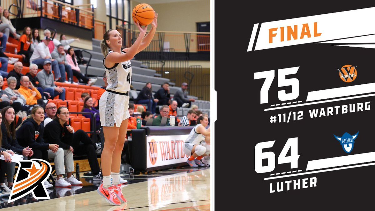 Knights Win!!🔥

#11/12 <a href="/WartburgWBBALL/">Wartburg Women’s Basketball</a> 75, Luther 64

Lauren Golinghorst: 19 points (career-high), four rebounds, two assists
Lauren Woeste: 17 points, seven rebounds, one steal, one block
Jaedon Murphy: 15 points, five rebounds, one assist, one block