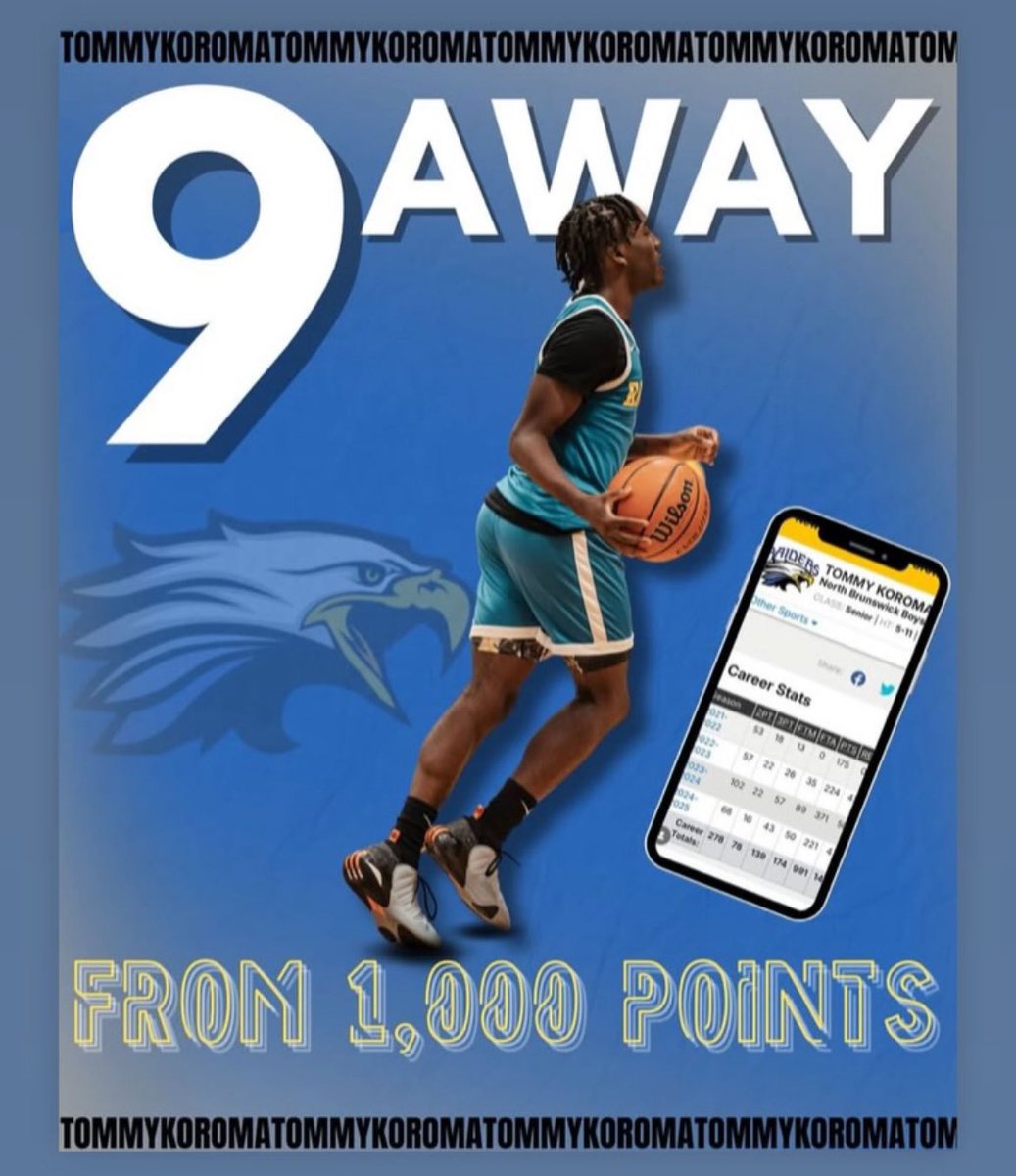 King James Radio Network (@kingjamesradio1) on Twitter photo Senior point guard <a href="/TommyKoroma06/">Tommy Koroma</a> is nine points from being the 11th player in <a href="/NbthsBBall/">NBTHS Boys Varsity BBall</a> history to 1,000 points.
<a href="/NbthsBBall/">NBTHS Boys Varsity BBall</a> vs. <a href="/EB_Athletics/">Bears Athletics</a>
#njbasketball - Senior Night
Thursday, January 30
Raiders Live Pregame at 7 PM ET
Game time at 7:15 PM
JamesIsKing.com Senior point guard <a href="/TommyKoroma06/">Tommy Koroma</a> is nine points from being the 11th player in <a href="/NbthsBBall/">NBTHS Boys Varsity BBall</a> history to 1,000 points.
<a href="/NbthsBBall/">NBTHS Boys Varsity BBall</a> vs. <a href="/EB_Athletics/">Bears Athletics</a>
#njbasketball - Senior Night
Thursday, January 30
Raiders Live Pregame at 7 PM ET
Game time at 7:15 PM
JamesIsKing.com