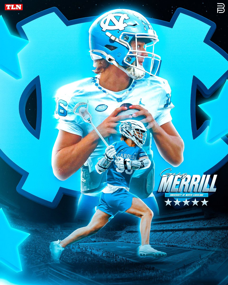 LacrosseNetwork's tweet photo. Gary Merrill: Bill Belichick’s newest weapon 🥍

He earned NY’s Gatorade Player of the Year at quarterback while also being a ⭐️⭐️⭐️⭐️⭐️ midfielder — he’ll be suiting up for both @UNCFootball AND @UNCMensLacrosse in Chapel Hill https://t.co/jVOKCEFJpX