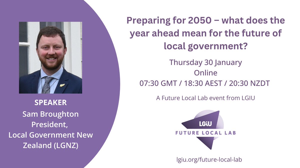 LGIU (@lgiu) on Twitter photo We're really pleased to have <a href="/lgnz/">Local Government NZ</a> President Sam Broughton speaking at our #FutureLocalLab online event later today. The focus of the discussion is the future of the #localgov sector internationally. Join us if you can ⬇️
lgiu.org/event/preparin… We're really pleased to have <a href="/lgnz/">Local Government NZ</a> President Sam Broughton speaking at our #FutureLocalLab online event later today. The focus of the discussion is the future of the #localgov sector internationally. Join us if you can ⬇️
lgiu.org/event/preparin…