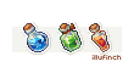 illufinch's tweet image. potion #bottle s for todays @Pixel_Dailies #pixel_dailies #pixelart #ドット絵