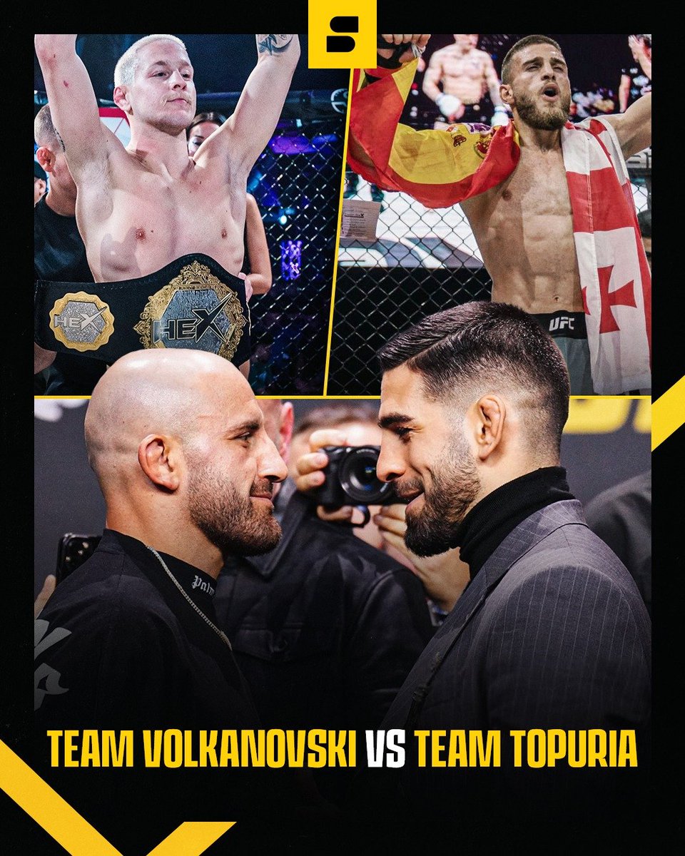 IliaParody's tweet photo. Team Ilia 🇬🇪🇪🇸 VS Team VOLK 🇦🇺 

Ilias brother Aleksander will face volkanovski's team member Colby Thicknesse. 

Aleksandre's EZ win IMO https://t.co/zG26thU4YA