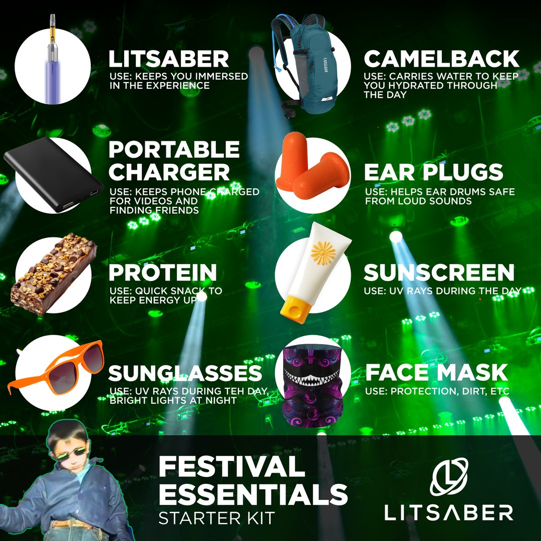 get_litsaber's tweet photo. Use this guide to pack your festival essentials! 🎒✨ What’s in your bag? Drop your must-haves below! 🎶🔥 

#FestivalReady #RaveEssentials #PackLikeAPro https://t.co/CBEWe9lHYQ