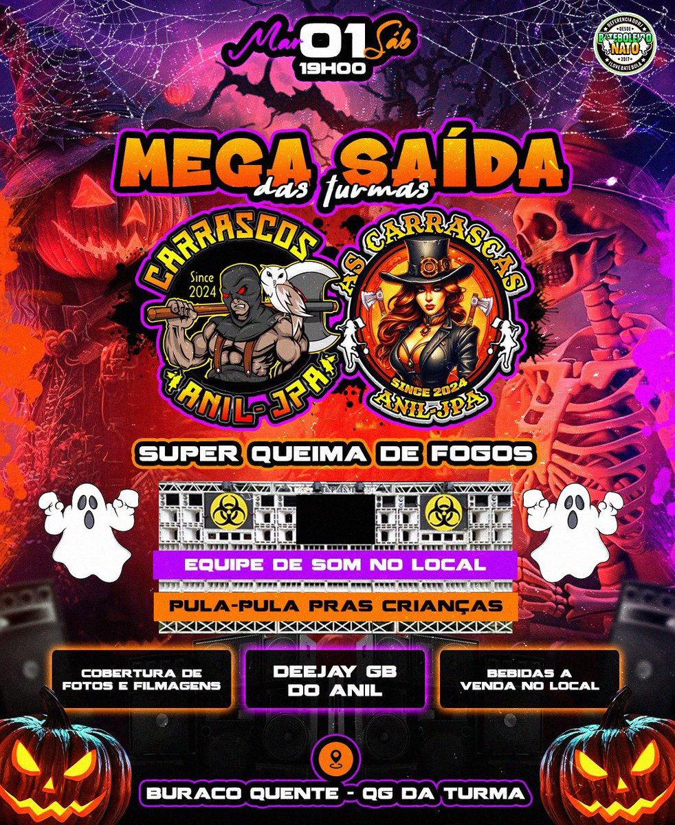 DIA 1 DE MARÇO TEMOS UM ENCONTRO MARCADO PARA O MAIOR ESPETÁCULO DO PLANETA TERRAAAAAA!! SÁBADO DE CARNAVAL É TUDO NO BURACO QUENTE.. CONTAGEM REGRESSIVAAAAAAAAA, BROTAAAA É CONVOCA 🔥🥳🎭🚀🚀🚀🚀🚀 #CARRASCOSANIL00  #ASCARRASCAS01  #BATEBOLEIRONATO