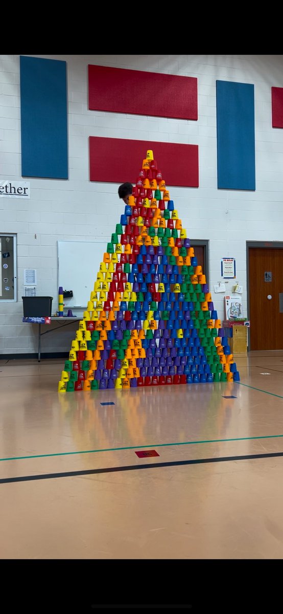 The 5th graders finally beat my single stack tower record with 28 cups! They also had fun working together to build a giant stack!