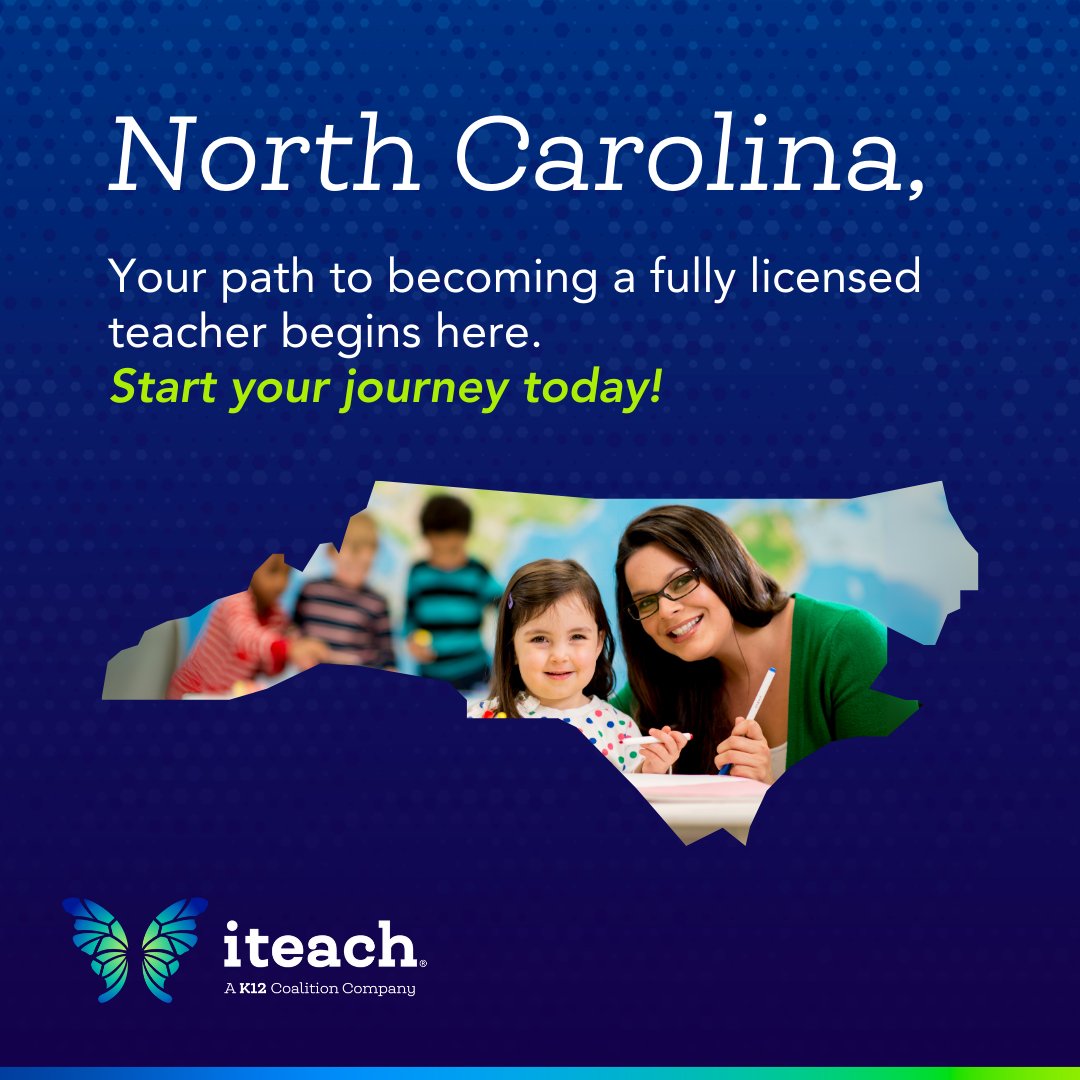 iteach has officially launched in North Carolina, making it easier than ever to become a licensed teacher. Our flexible, affordable online program is designed to help you step into the classroom.

Ready to start your teaching journey? Learn more here at iteach.net