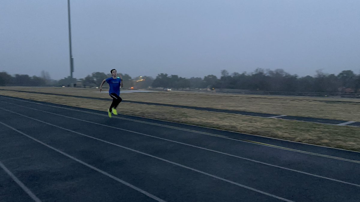 DustinSlaton's tweet photo. 1st night of #longjump practice. It was cold. It was wet. It was dark. @PSlatonTrack was the only one there. He had been throwing up less than 36 hours before. But he gave it his all in practice. That’s #Commitment
#track #trackandfield #triplejump #longjumper #triplejumper https://t.co/Wh80CXMonv