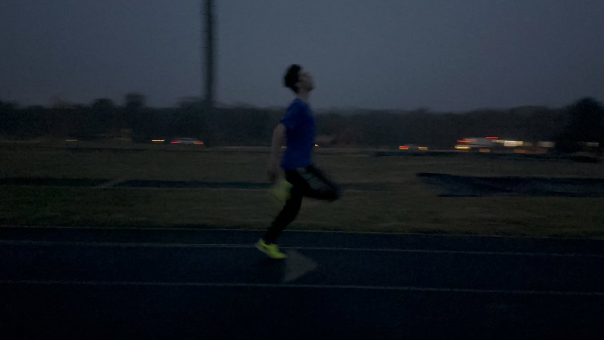 1st night of #longjump practice. It was cold. It was wet. It was dark. <a href="/PSlatonTrack/">Preston Slaton</a> was the only one there. He had been throwing up less than 36 hours before. But he gave it his all in practice. That’s #Commitment
#track #trackandfield #triplejump #longjumper #triplejumper