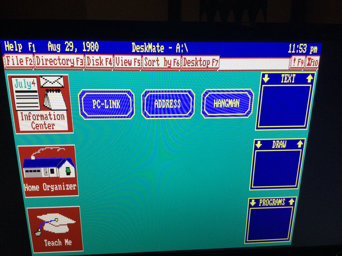 gordoslair's tweet image. New toy for my Tandy 1000. A RGB to HDMI thingy. The Tandy 16 colour graphics look pretty sharp. #Tandy1000