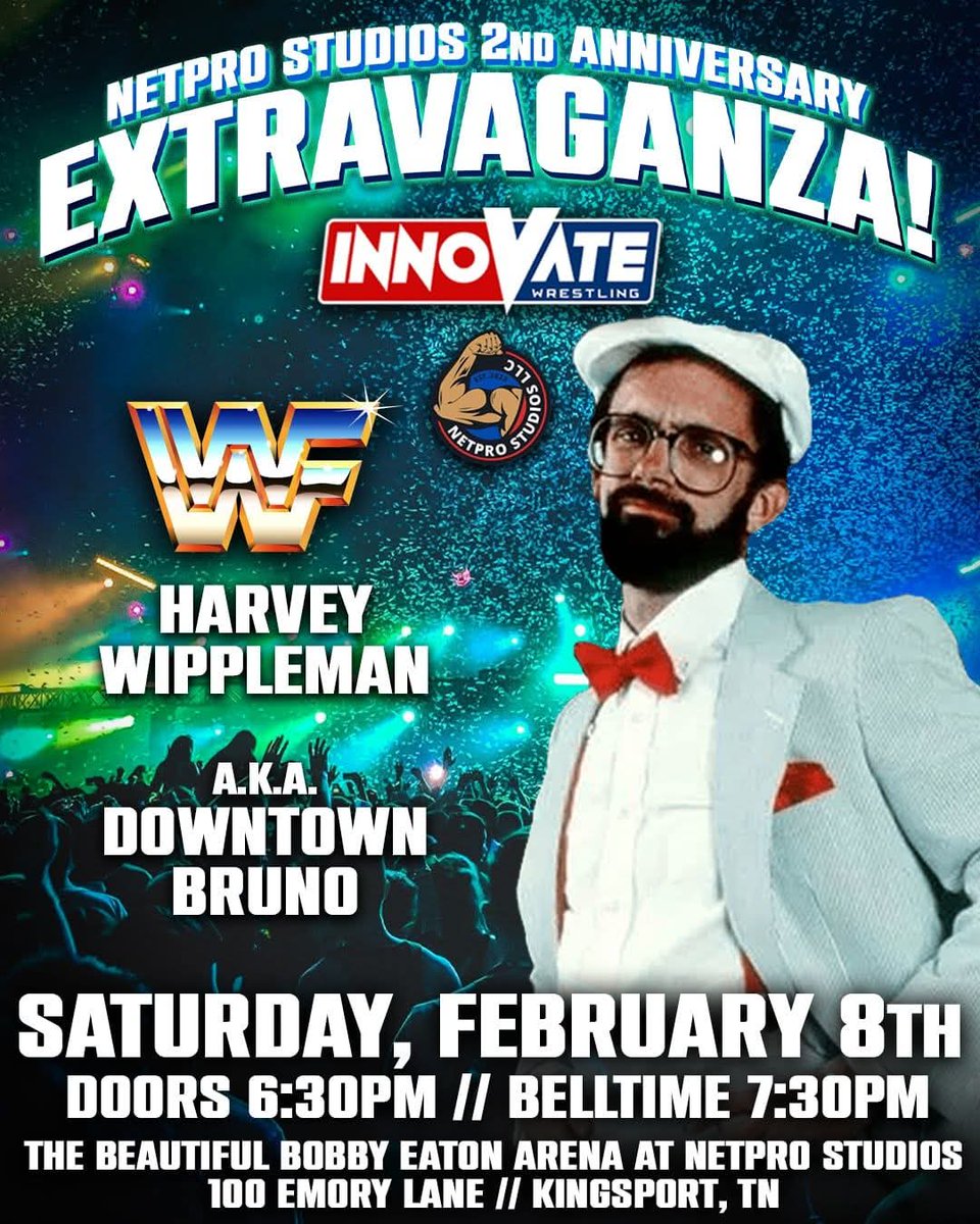 NETPRO Studios (@netprostudios) on Twitter photo WWE LEGEND Bruno Lauer is making a special appearance at The Beautiful Bobby Eaton Arena on FEB 8th for <a href="/innovatepw/">Innovate Wrestling</a> EXTRAVAGANZA! WWE LEGEND Bruno Lauer is making a special appearance at The Beautiful Bobby Eaton Arena on FEB 8th for <a href="/innovatepw/">Innovate Wrestling</a> EXTRAVAGANZA!
