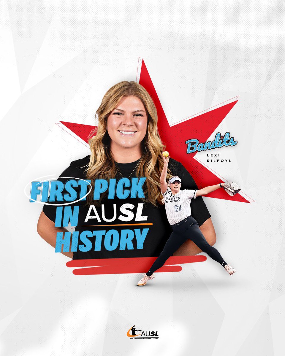 AUProSports's tweet image. HISTORY MADE

Lexi Kilfoyl has been selected first overall in the AUSL Inaugural Draft by the Bandits