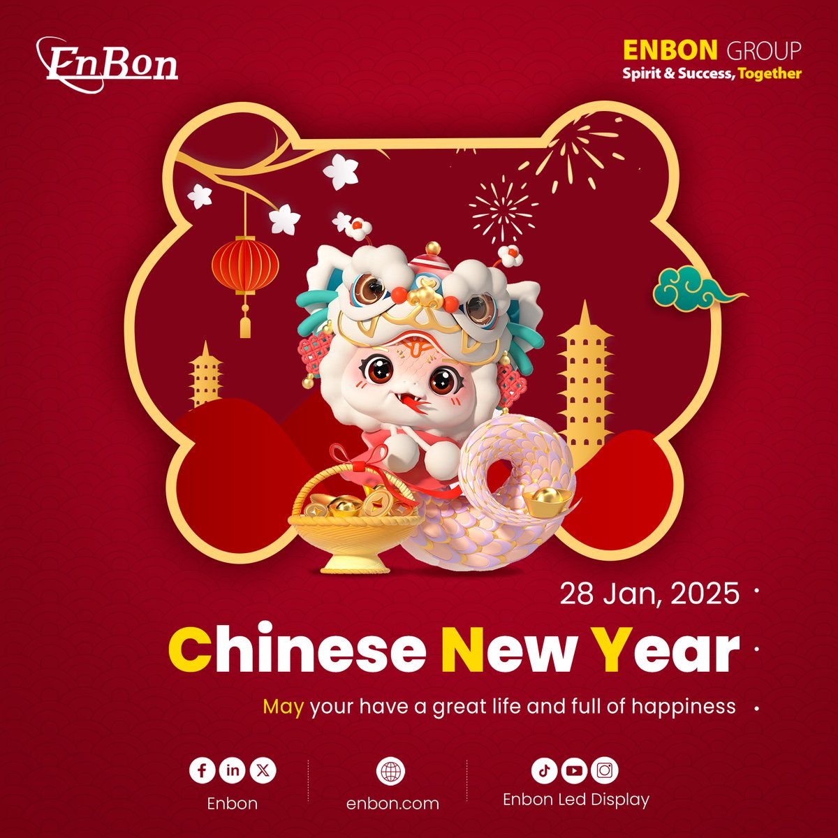 EnbonLedDisplay's tweet photo. The Chinese New Year is approaching, and Enbon and all employees would like to extend our sincerest holiday greetings to you! In this wonderful moment of bidding farewell to the old and welcoming the new, we will celebrate the Chinese New Year holiday from January 23 to February 4, 2025. During this period, although we are temporarily away from the busyness, we care about you every moment. I wish you all a happy Chinese New Year!

𝐌𝐚𝐢𝐥 sales@enbon.com
𝐖𝐞𝐛 https://t.co/kfMAOGJOHS
𝐀𝐥𝐢𝐛𝐚𝐛𝐚 https://t.co/1qlOyGc9kB
𝐖𝐡𝐚𝐭𝐬𝐀𝐩𝐩 +86 13088854440

#enbongroup #ledmanufacturer #leddisplay
#ledvideowall #energysaving #ChineseNewYear
#ledscreen #ISLE #billboard #HighBrightness